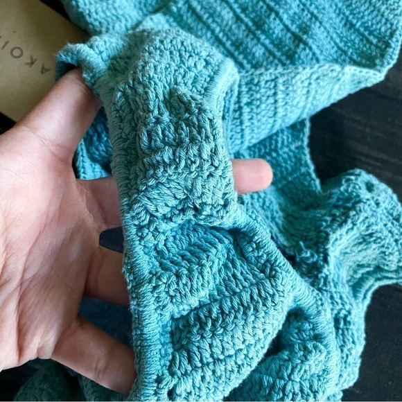 AKOIA SWIM Swimsuit Riu Twist Crochet One-Piece Backless Blue M NWT - Picture 5 of 8